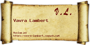 Vavra Lambert névjegykártya